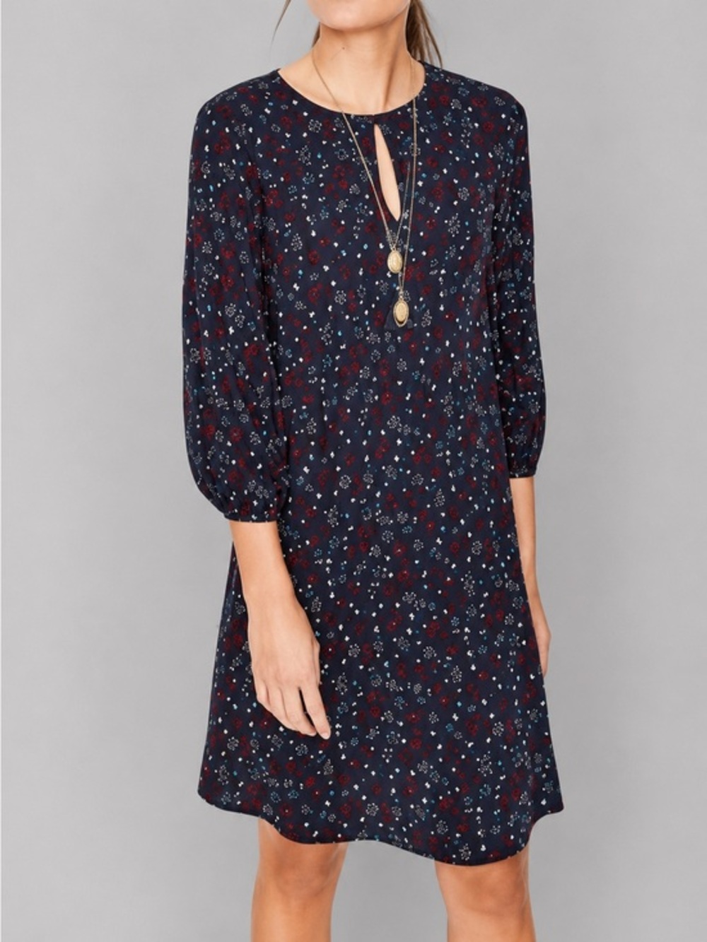 Boden Navy Stars Vanessa Shift Dress 3/4 Sleeves Nautical American